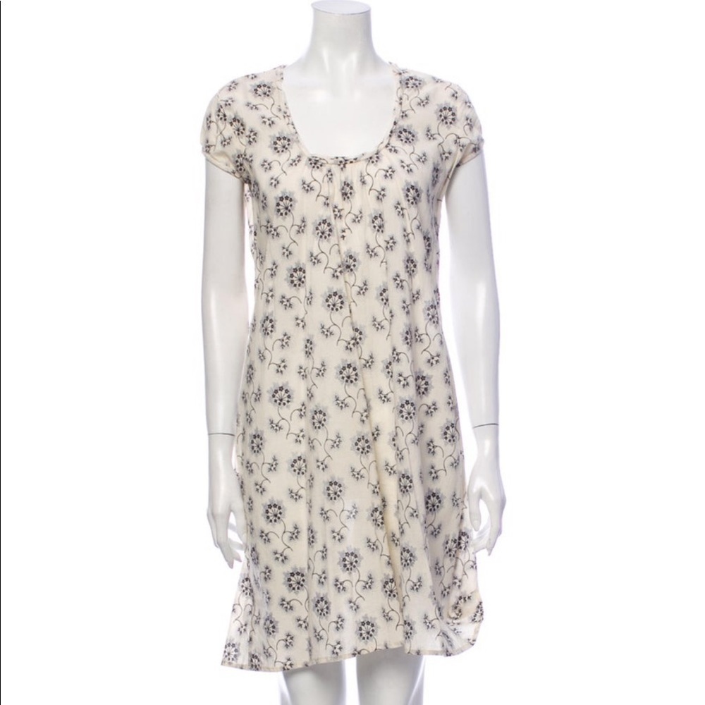 Matta NY Ivory black floral block print short sleeve mini dress XS